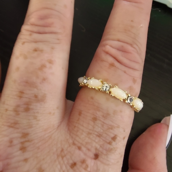 Gold plated opal and mossianite - Picture 2 of 8